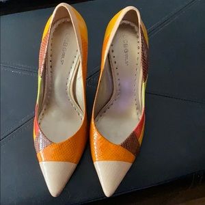 BCBGirls multi colored pointed toe heels